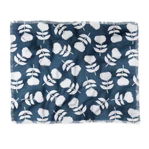 Deals 💯 Deny Designs Little Arrow Design Co Vintage Floral Dark Blue Throw Blanket 🧨 -Deny Designs Online Store