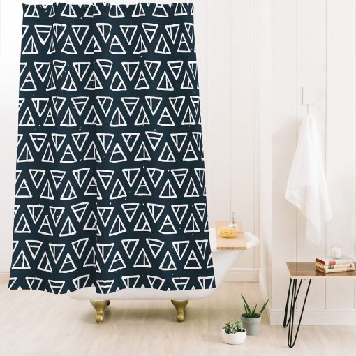 Best Sale 🎁 Deny Designs Coastl Studio Alchemical Triangles Navy Shower Curtain ⌛ -Deny Designs Online Store