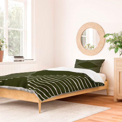 Best Pirce 🧨 Deny Designs ☀️ Summer Sun Home Art Geo Olive Green Polyester Duvet 💯 -Deny Designs Online Store