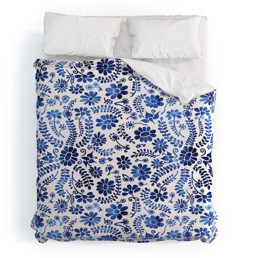 Best Pirce ⭐ Deny Designs Schatzi Brown Mexico City Flower Blue Polyester Duvet ❤️ -Deny Designs Online Store