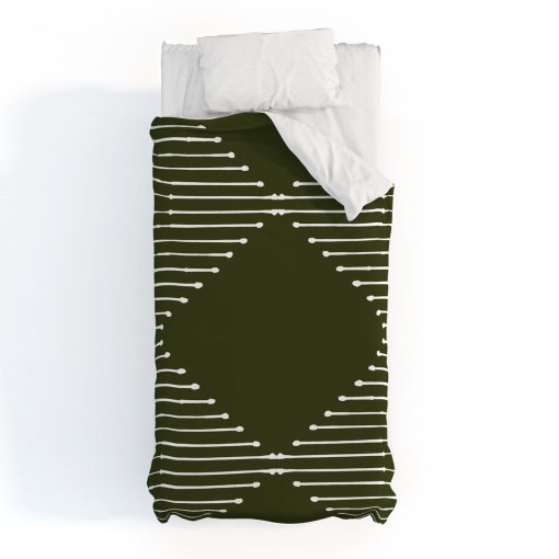 Best Pirce 🧨 Deny Designs ☀️ Summer Sun Home Art Geo Olive Green Polyester Duvet 💯 -Deny Designs Online Store