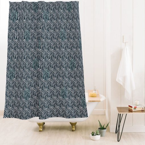 Best deal 😍 Deny Designs Coastl Studio Feather Tile Navy Shower Curtain ❤️ -Deny Designs Online Store